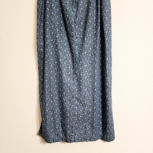 Vtg AMI Women Denim/Jean Midi Fit Flare Floral Skirt Sz10 Y2K Retro Look Western - Picture 12 of 14